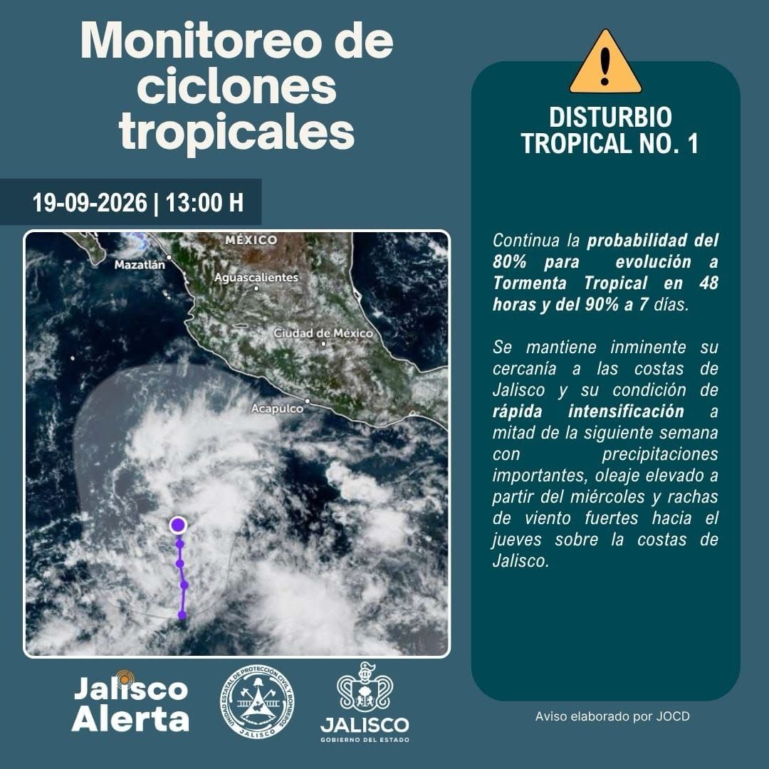 En vigilancia, disturbio tropical en el Pacífico