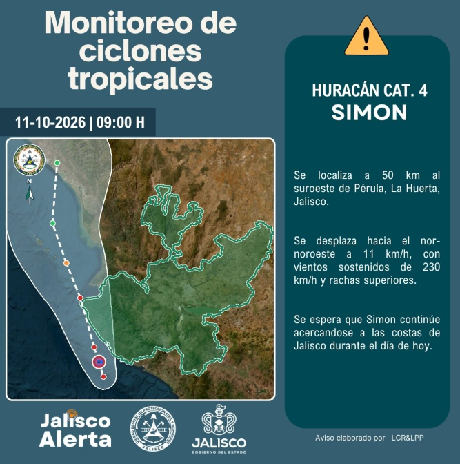 🌀 Aviso especial # 11 por huracán categoría 4 Simon