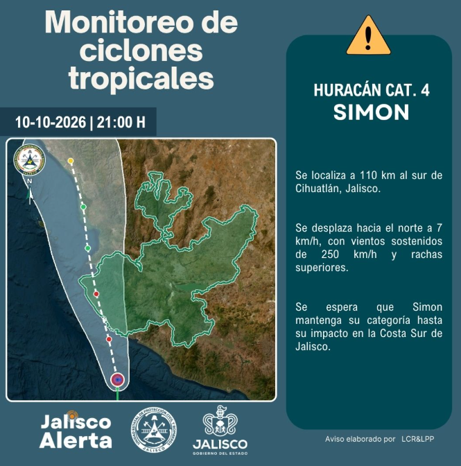 🌀 Aviso especial #8 por huracán categoría 4 Simon