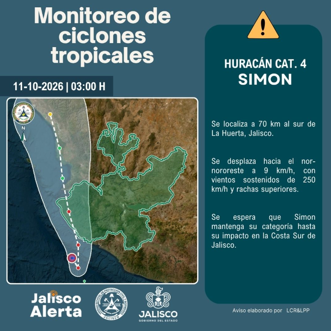 🌀 Aviso especial #9 por huracán categoría 4 Simon