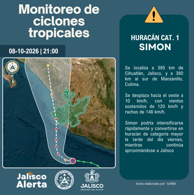 🌀 Aviso especial 1 por huracán categoría 1 Simon