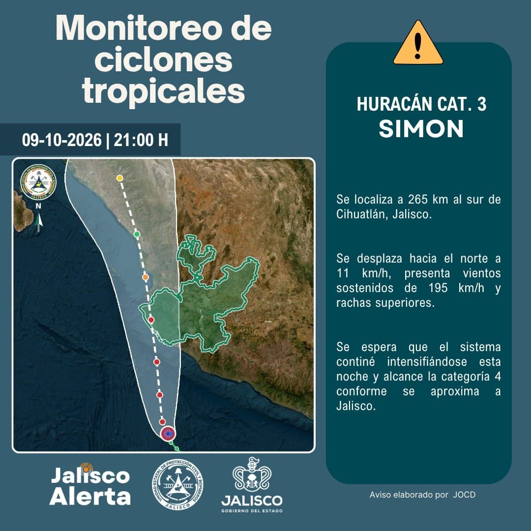 🌀 Aviso especial 4 por huracán categoría 3 Simon
