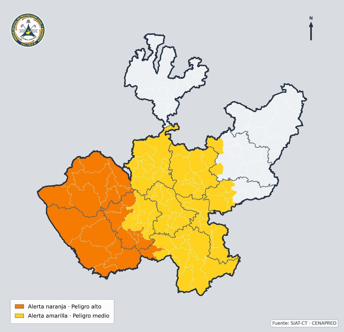 🚦 Actualización SIAT-CT · Trudy | Alerta Naranja en 22 municipios de  Jalisco
