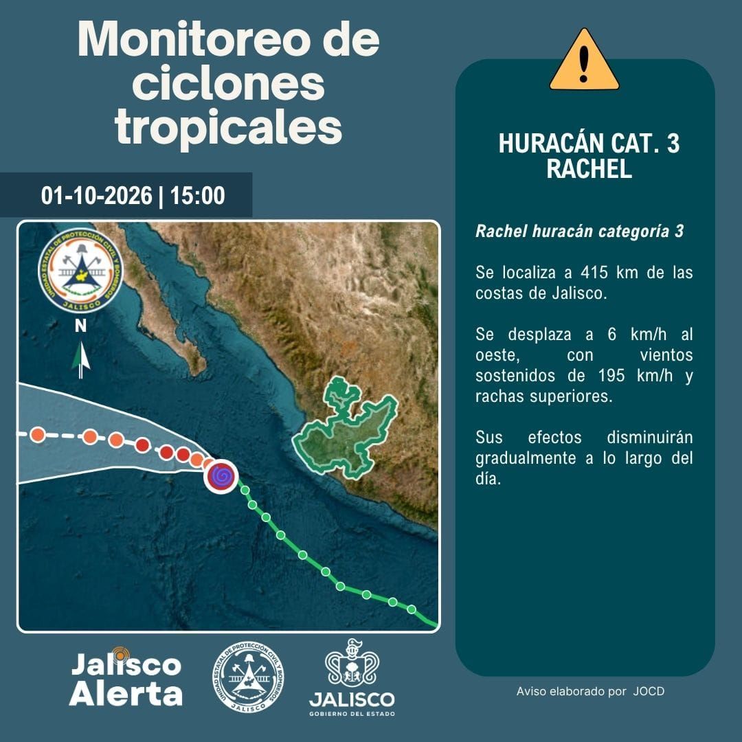 🌀 Aviso especial 6 por huracán categoría 3 Rachel