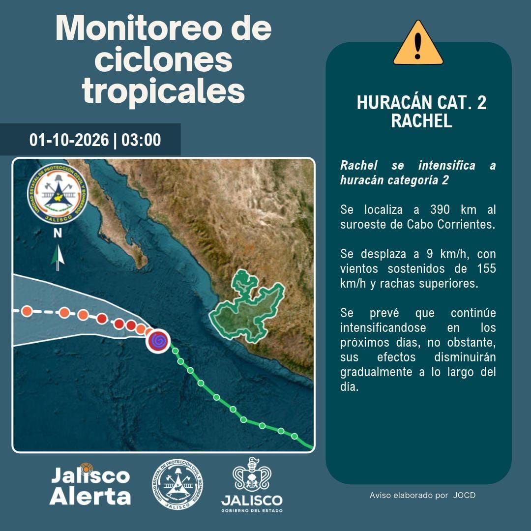 🌀 Aviso especial 5 por huracán categoría 2 Rachel
