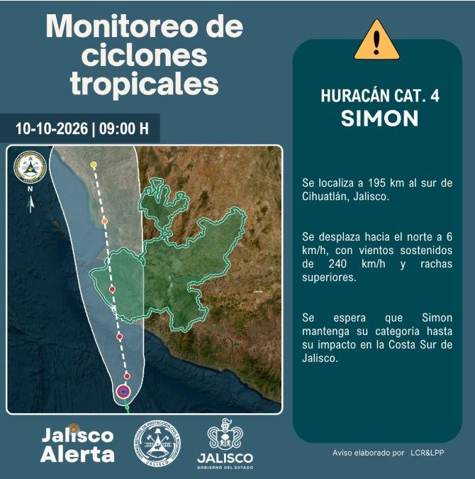 🌀 Aviso especial 6 por huracán categoría 4 Simon