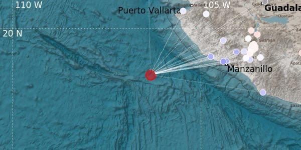 Se registra sismo de magnitud 5.3 al suroeste de Punta Pérula, Jalisco.