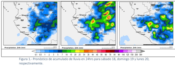 Potencial de lluvias durante fin de semana