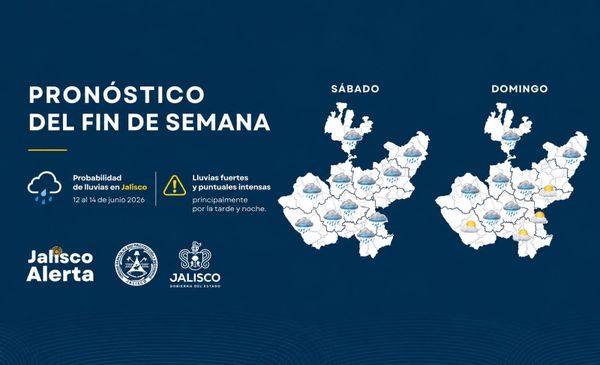Lluvias fuertes, tormentas eléctricas y granizo este fin de semana en Jalisco