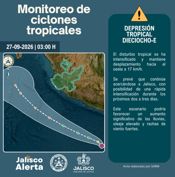 🌀 Aviso especial 1 por Depresión Tropical Dieciocho-E