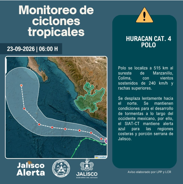 Polo, ahora como huracán categoría 4