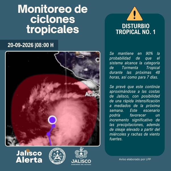 Depresión Tropical Diecisiete-E avanza hacia costas de Jalisco y Colima