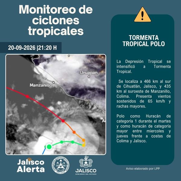 Depresión Tropical 17 evoluciona a Tormenta Tropical Polo frente al Pacífico