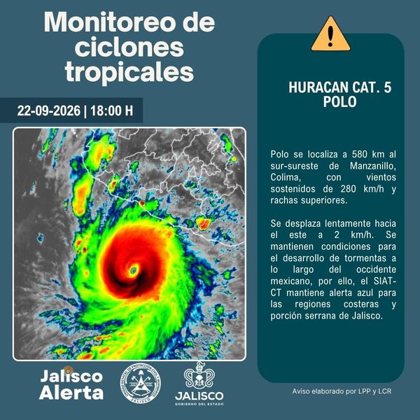 Huracán Polo provocará lluvias, fuerte oleaje y rachas de viento en costas de Jalisco