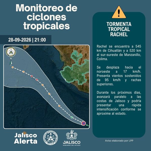 🌀 Aviso especial 5 por Tormenta Tropical Rachel