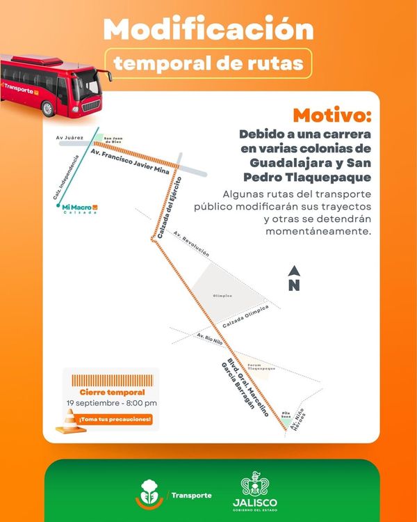Una Carrera provocará cierres y cambios al transporte este sábado