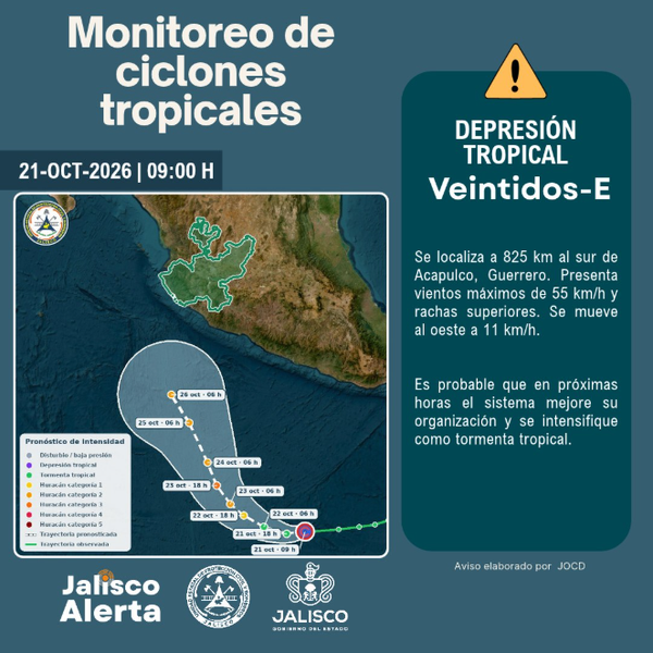 🌀 Depresión tropical Veintidós-E