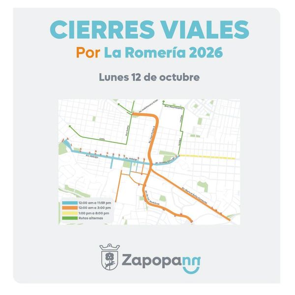 Romería 2026: conoce los cierres viales