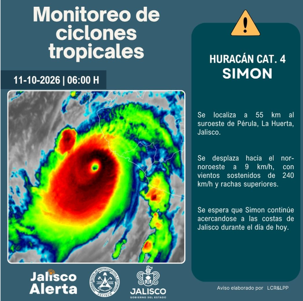 🌀 Aviso especial 10 por huracán categoría 4 Simon