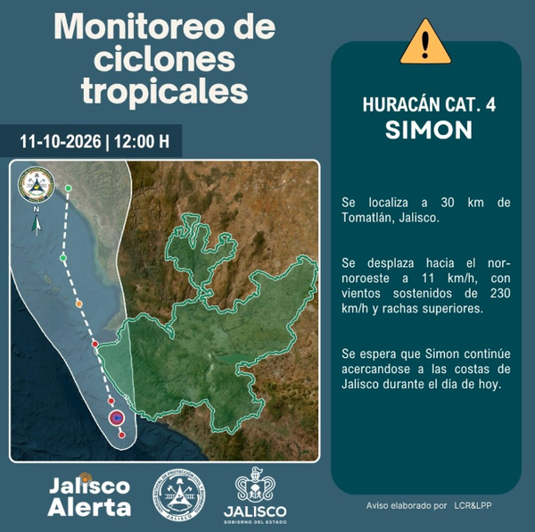 🌀 Aviso especial 12 por huracán categoría 4 Simon