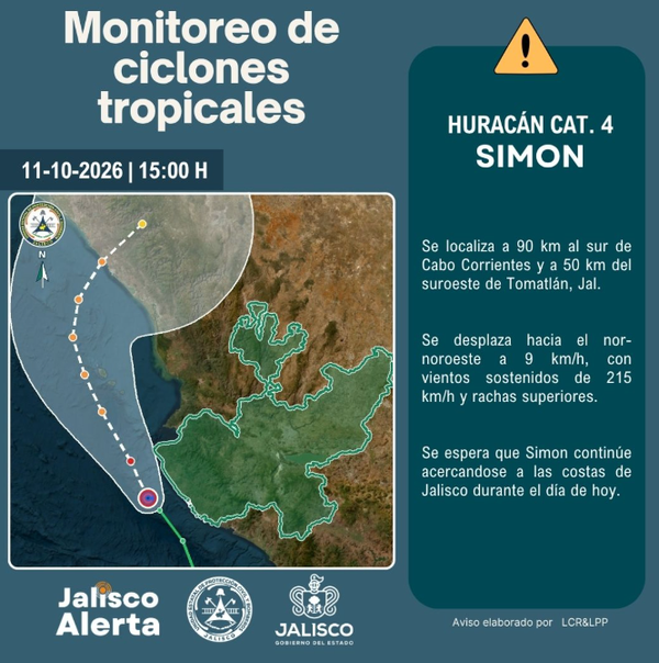 🌀 Aviso especial # 13 por huracán categoría 4 Simon