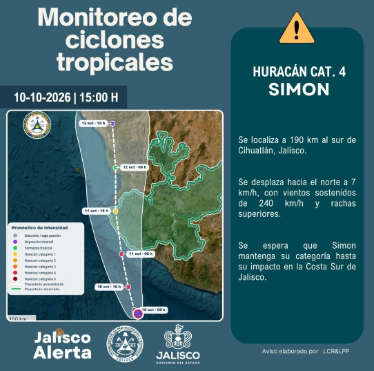 🌀 Aviso especial #7 por huracán Simon, categoría 4