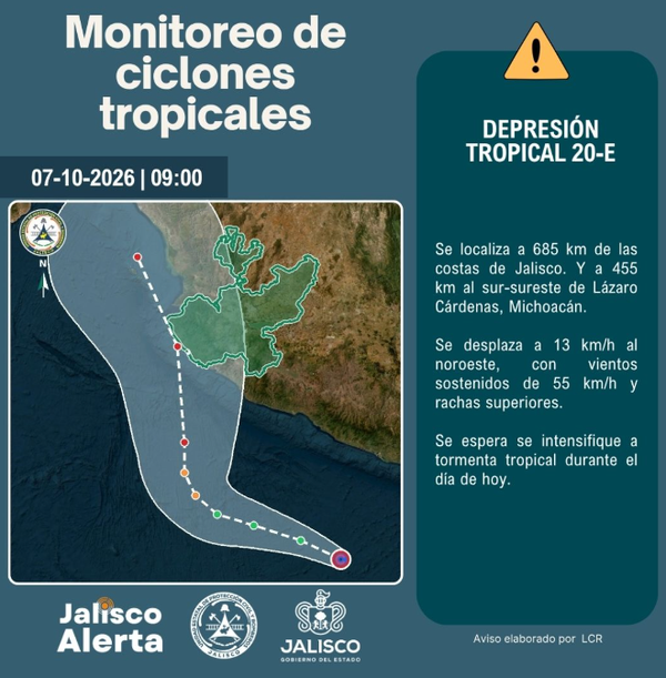 🌀 Aviso especial 1 por Depresión Tropical 20-E