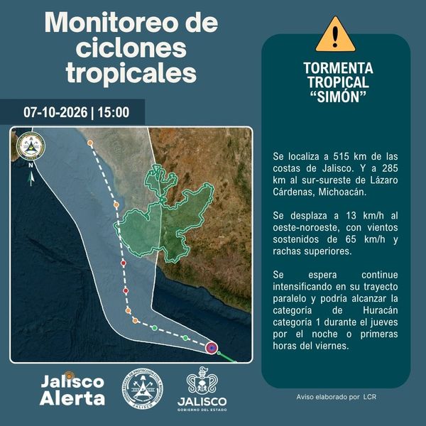 🌀 Aviso especial 1 por Tormenta Tropical Simón
