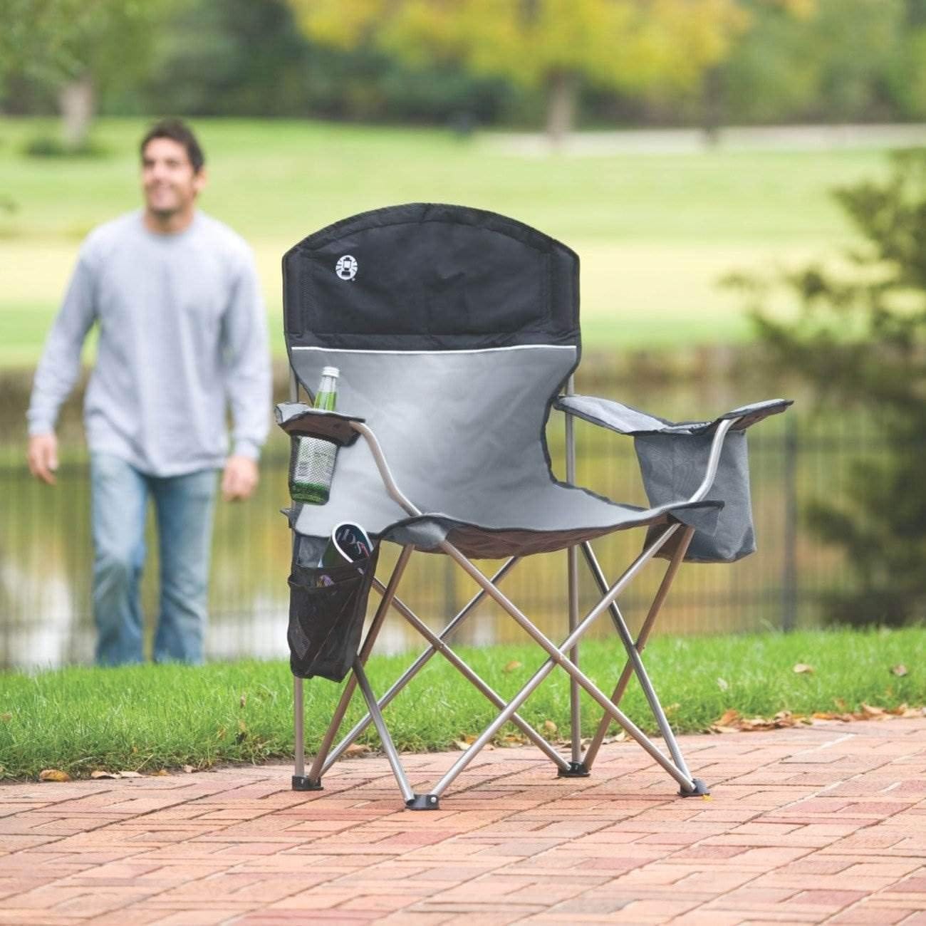 Heavy duty camping chair with side cooler