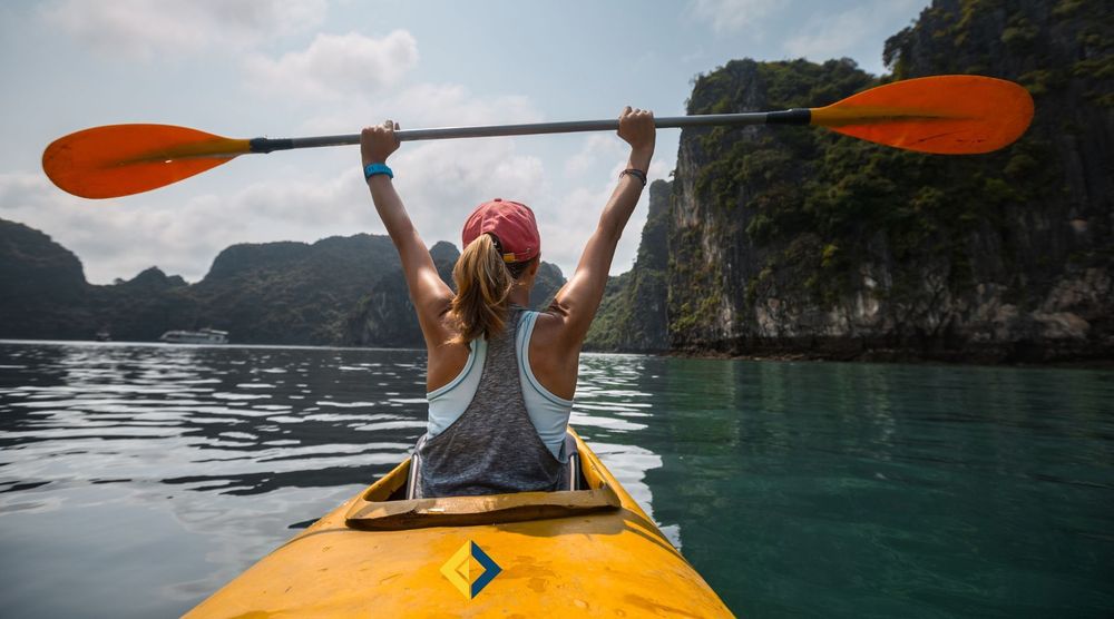 Very happy Woman Kayaking