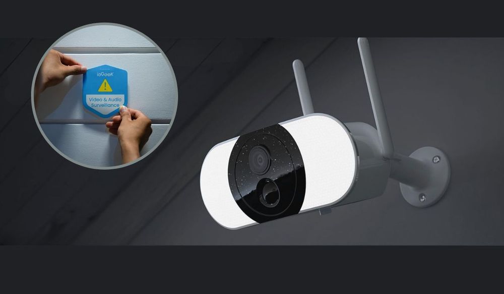ieGeek Camera showing Security Floodflight Security Cam for secure video and audio surveillance 