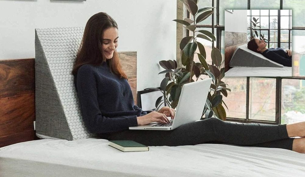 A wedge pillow can be used for sitting up or a better night of sleep.