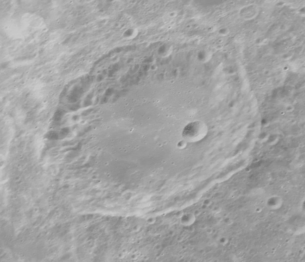 The Al-Biruni crater on the far side of the Moon, photographed from Apollo 16