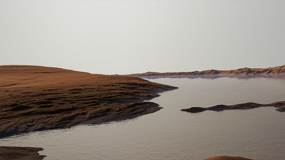The Great Filter question visualized by the surface of Mars, where we search for whether life passed the first step