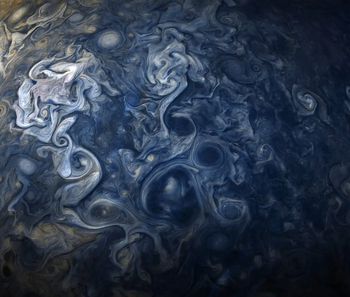 Jupiter, the largest planet in the solar system, photographed by NASA's Juno spacecraft
