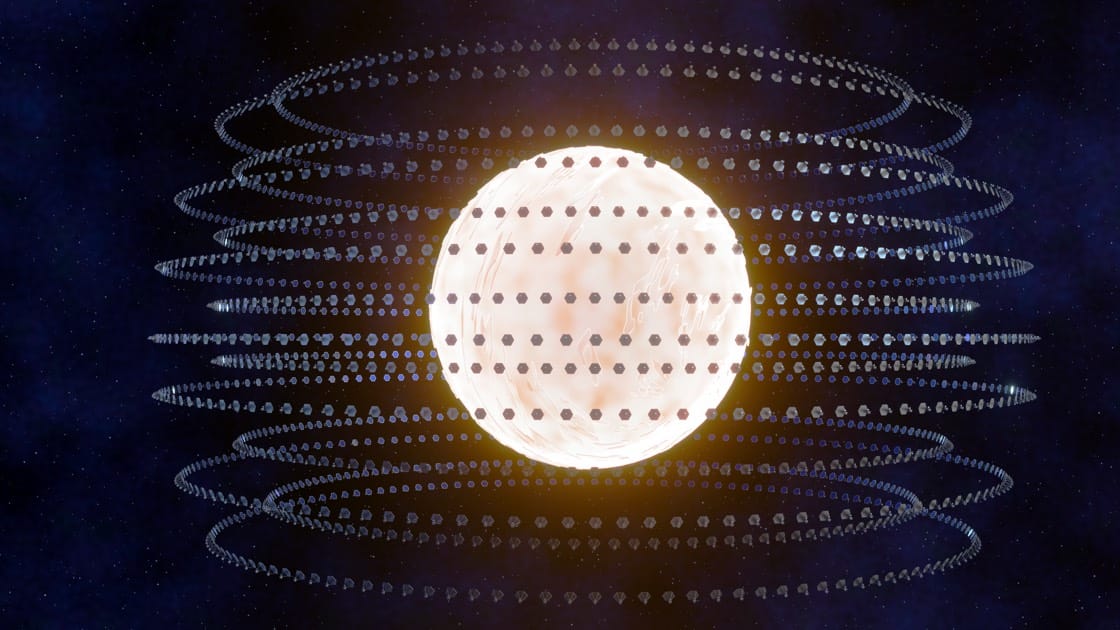 A Dyson sphere megastructure enclosing a star to capture its energy