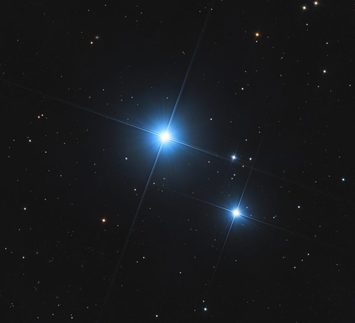 Mizar and Alcor double star in the handle of the Big Dipper