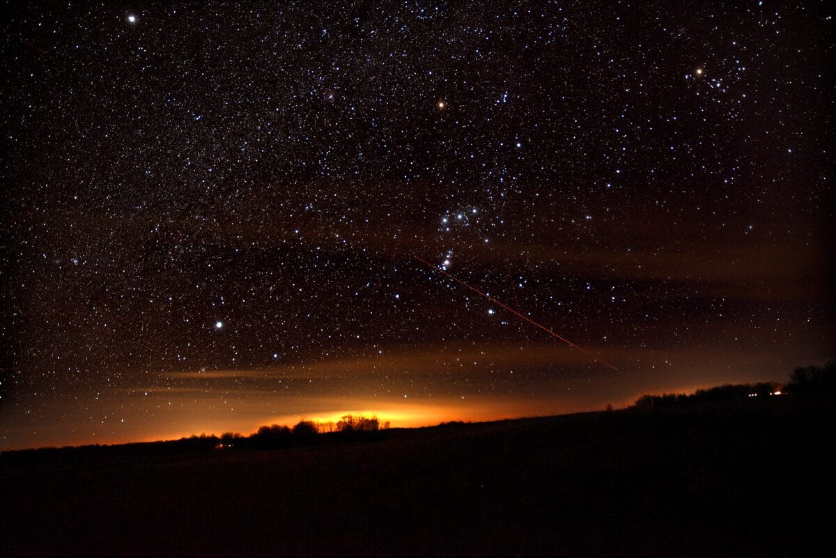 The constellation Orion in a winter night sky