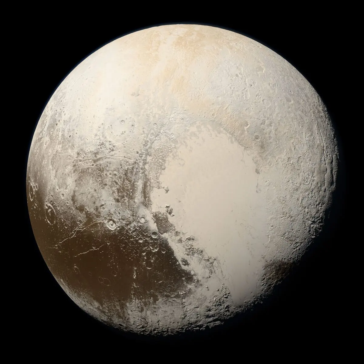 Pluto in true color from NASA's New Horizons flyby