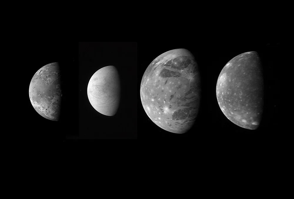 The four Galilean moons of Jupiter