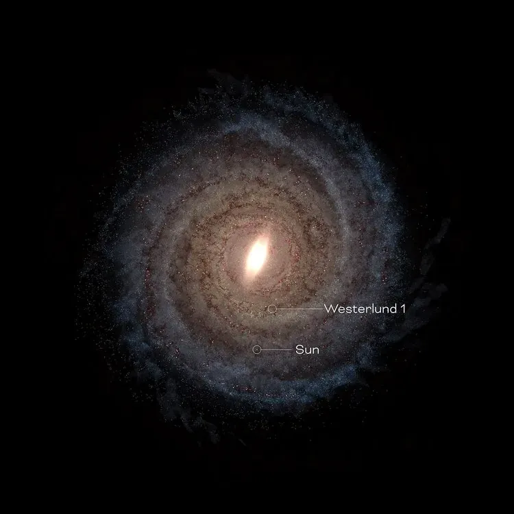 Illustration of the Sun and solar system location in the Milky Way galaxy
