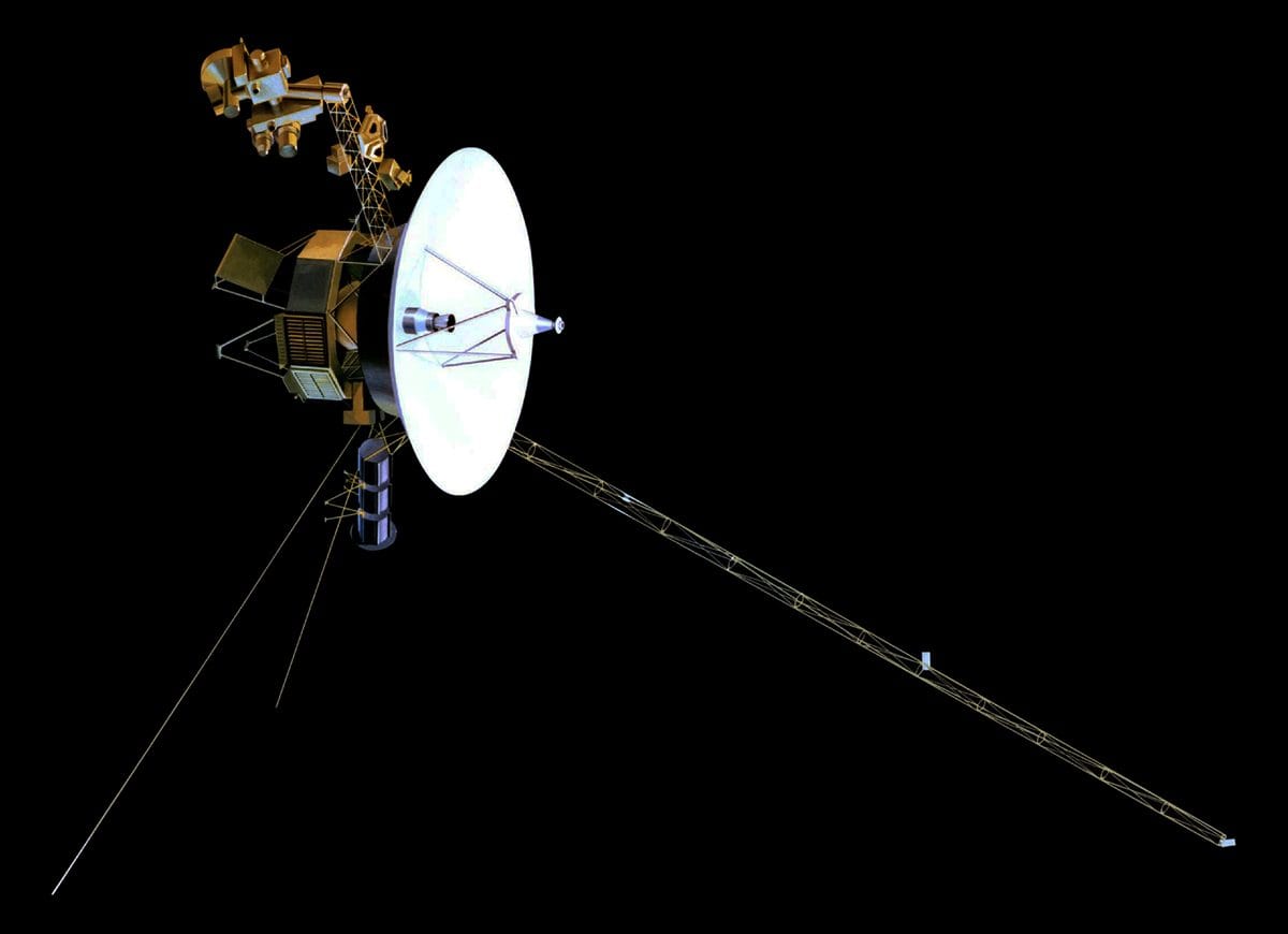 Model of the Voyager 1 space probe with its large dish antenna
