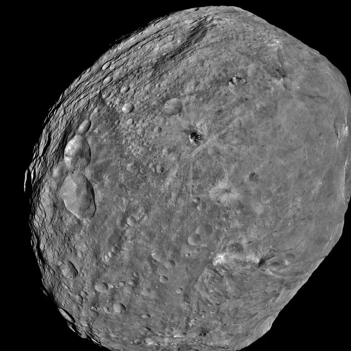 Asteroid Vesta, one of the largest bodies in the asteroid belt