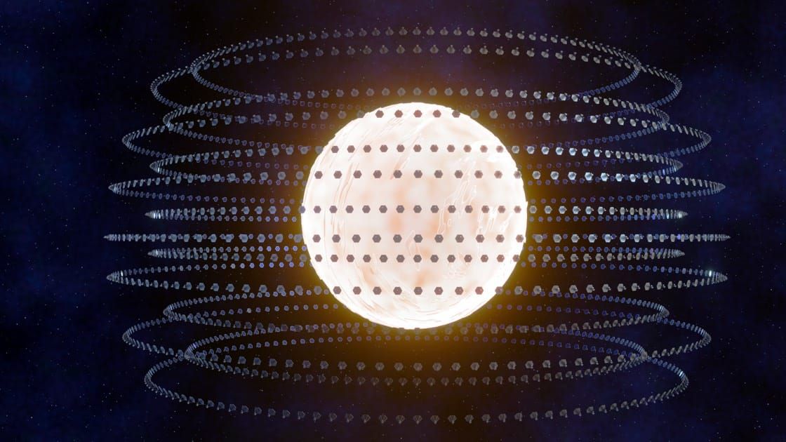A Dyson sphere megastructure enclosing a star to capture its energy