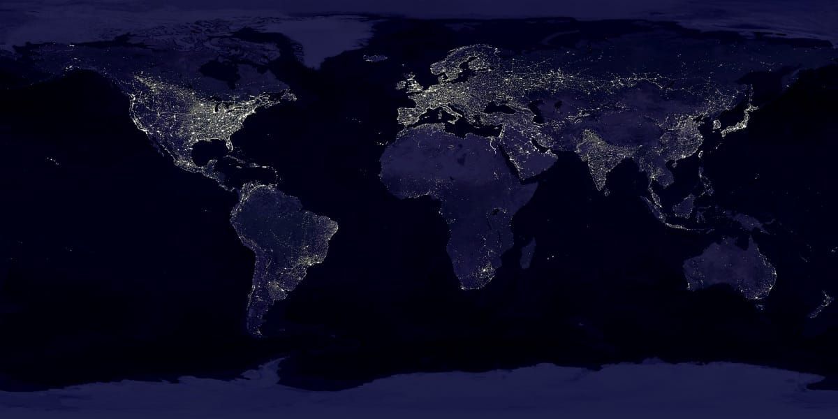 The Kardashev scale: Earth's city lights showing humanity's planetary energy use