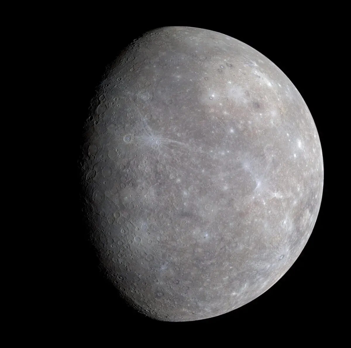 Mercury, the smallest planet, in enhanced colour from MESSENGER