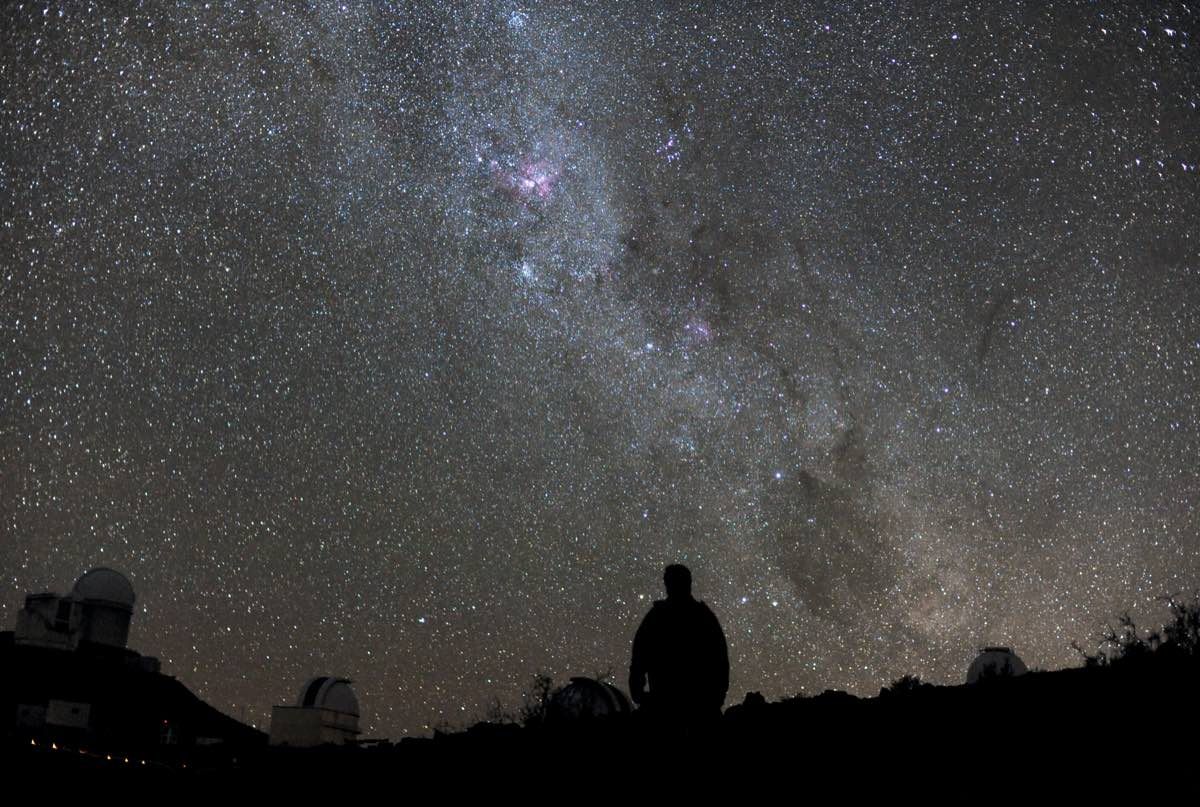 La Silla Observatory in Chile under a starry sky, a high, dry site with excellent astronomical seeing
