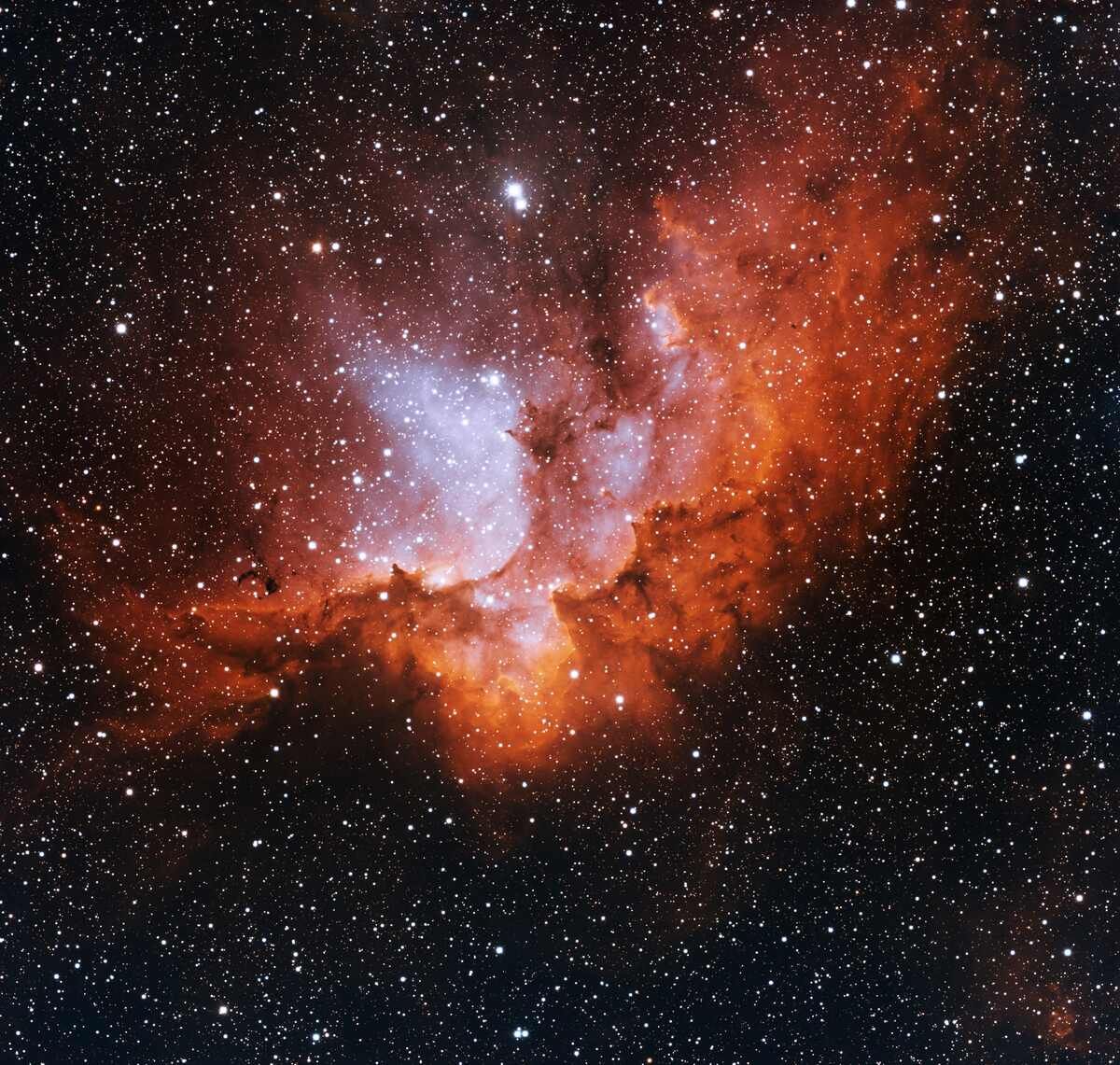 The Wizard Nebula (NGC 7380), a star-forming emission nebula in Cepheus, imaged in narrowband