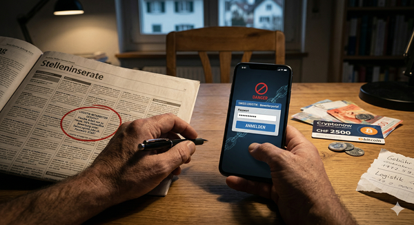 Fake Stelleninserat, Fake Website, echter Krypto Gutschein. Jobbetrug: die neue Betrugsmasche in der Schweiz