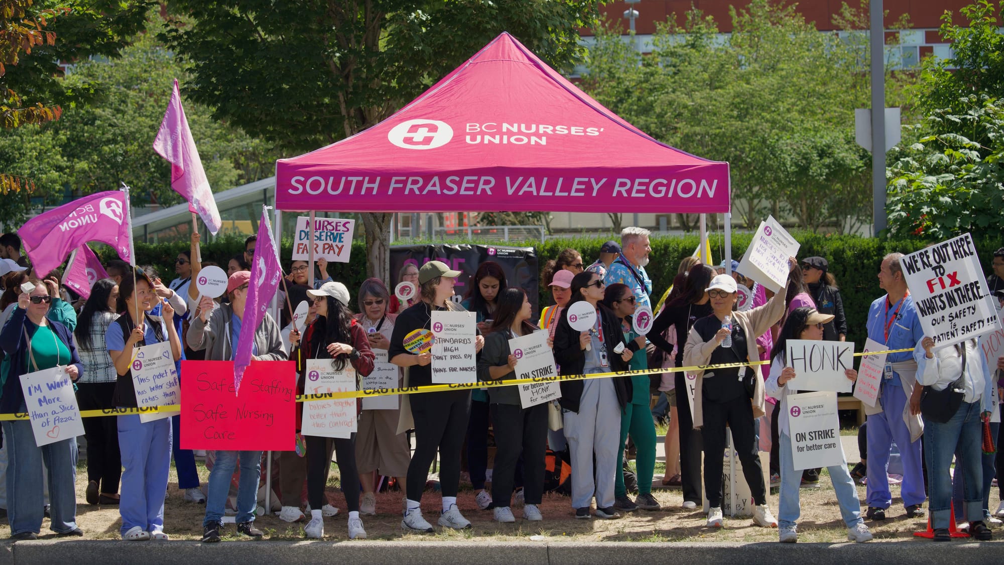 WATCH: Healthcare workers picket in Surrey as BCNU announces expanded job action